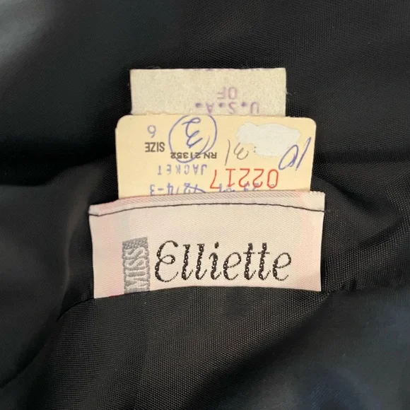 Vintage MISS ELLIETTE Dress Blk Chiffon/White Trim Formal Evening Long Gown Sz 6 - Picture 2 of 11